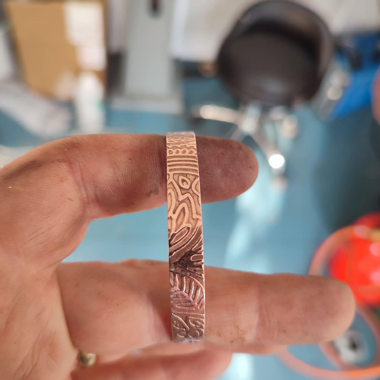 Copper Bracelet with Floral Design