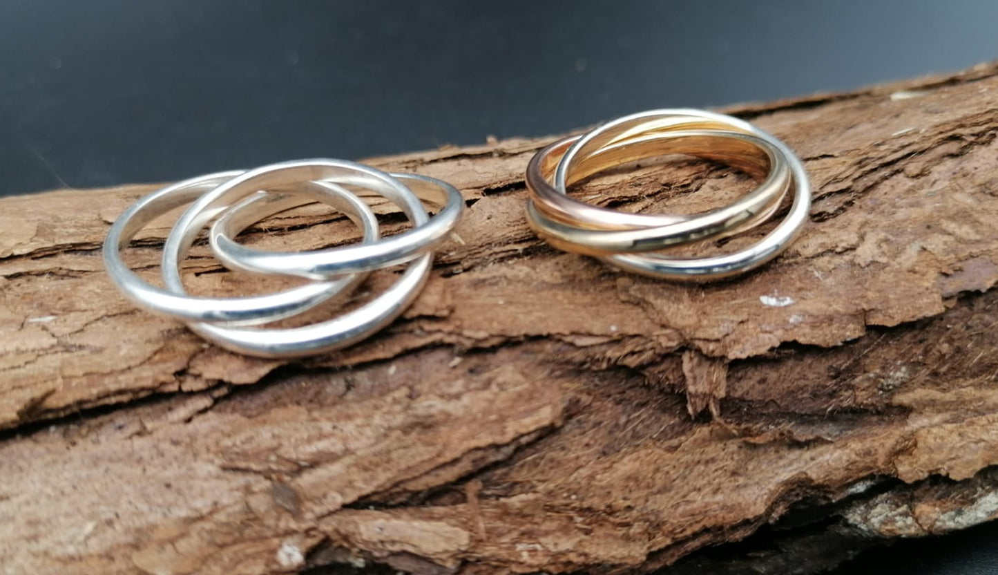 Three Colour 18K Russian Trinity Ring